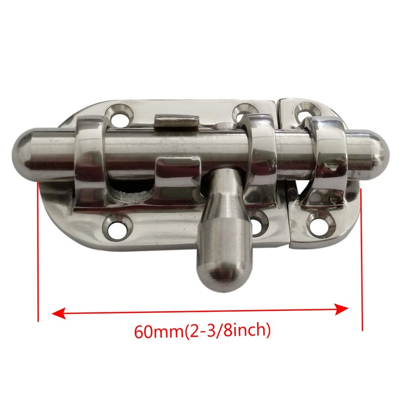 keehui Marine 316 Stainless Steel Heavy Duty 2-3/8 Inch Locker Latch Slide Barrel Bolt for Marine Boat Window/Door/Hatch/Cabinet - Image 3